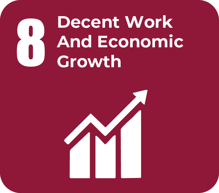 SDG 8 Decent Work and Economic Growth icon representing employment and economic opportunities